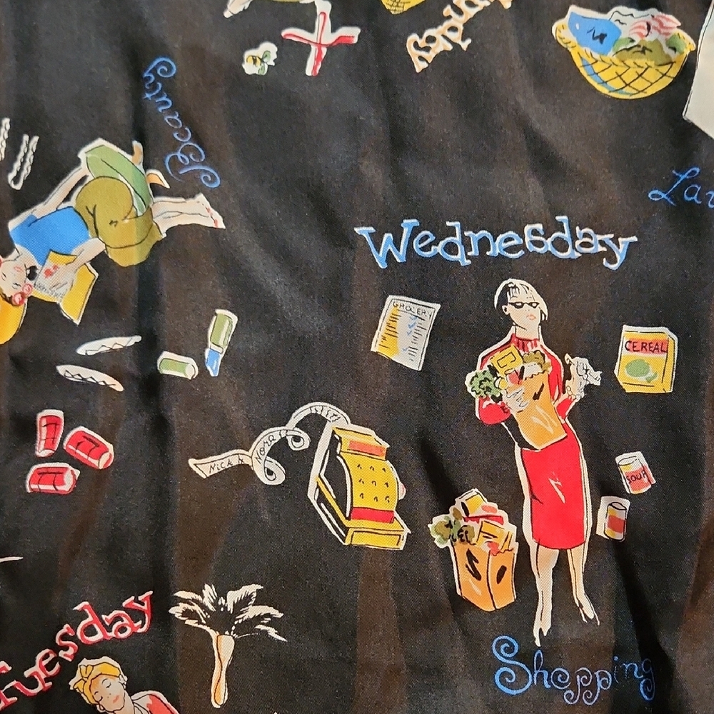 VINTAGE 
1980's NICK & NORA'S Scarf - Novelty Print - All SILK - Black Silk - Picture 2 of 4